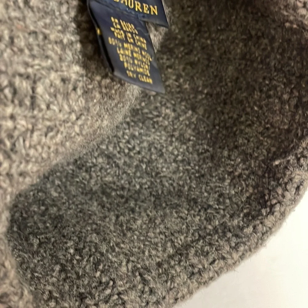 Boys POLO RALPH LAUREN Marino wool beanie hat LOGO leather patch charcoal gray